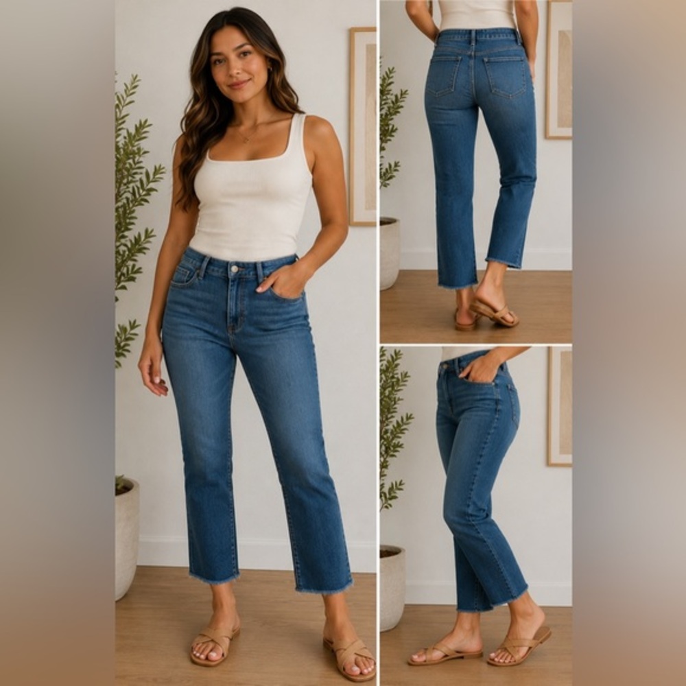 Abercrombie Simone High Rise Ankle Flare Jeans Size 32/14 Blue